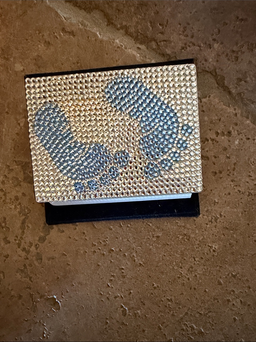 Crystal Embellished Compact picture holder  with Blue Footprint Design